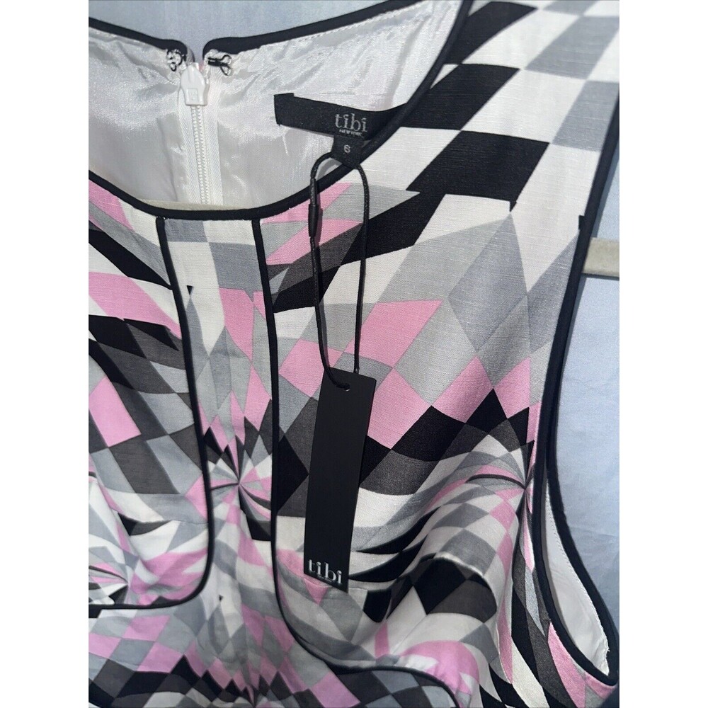 NWT tibi isosceles flare-sleevless illusion 60s style dress sz 6 - Picture 5 of 9